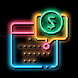 calendar coin neon glow icon vector