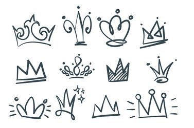 Doodle set crowns Royalty Free Vector Image - VectorStock