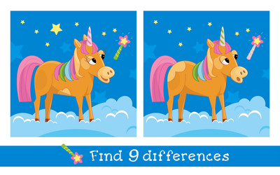 Find 10 hidden differences educational game vector