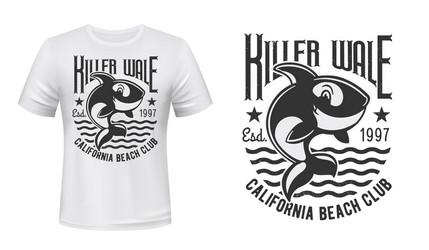 killer whale t-shirt print mockup Vector Image