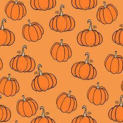 seamless pattern with pumpkins on color background vector image