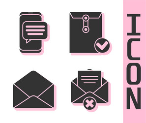 set delete envelope chat messages notification vector image