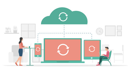 Sync process in progress on cloud storage data vector