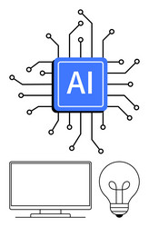 ai technology concept with microchip computer vector image
