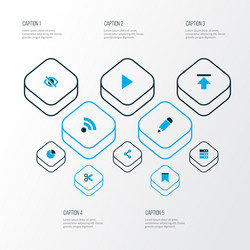 interface icons colored set with share hide vector image