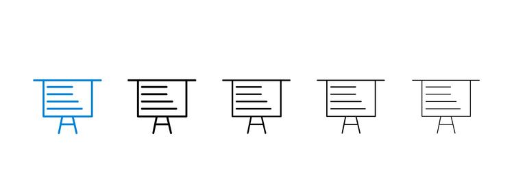 presentation icons in five different stroke sizes vector image