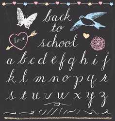 Rustic chalk back to school script lettering set vector