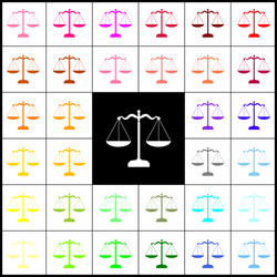 Scales balance sign felt-pen 33 colorful vector