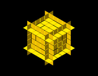 abstract polygonal cube with cuts 3d isometric vector image