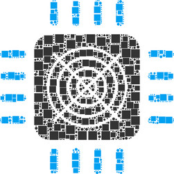 Asic processor composition of squares and circles vector