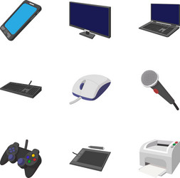 Electronic equipment icons set cartoon style vector