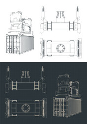 frame container spreader blueprints vector