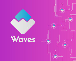 waves blockchain network circuit style background vector image