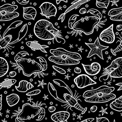 crab and shell seamless pattern vector image