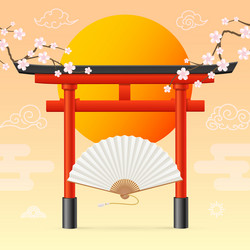 Realistic detailed 3d japan travel and tourism vector