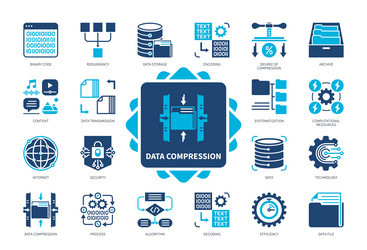 data compression solid icon set vector image