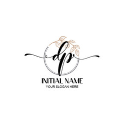 elegant dp initial logo design with botanical vector image