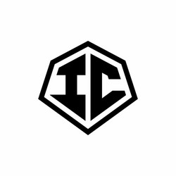 ic monogram logo with hexagon shape and line vector image