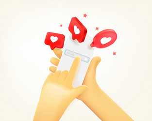 man writing a message in social media via mobile vector image