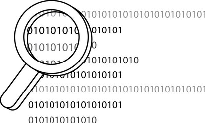 outline magnifying glass programming code vector image