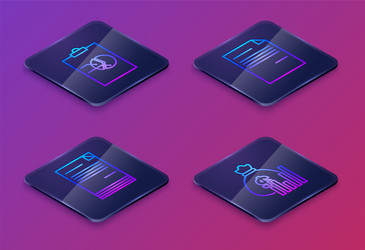 set isometric line clipboard with graph chart vector image