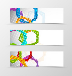 set of header banner hexagons design vector image
