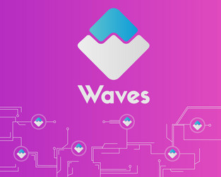 waves blockchain network circuit style background vector image