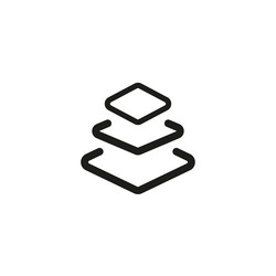 3 layer icon stack level height floor thin line vector image