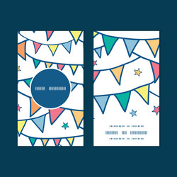 colorful doodle bunting flags vertical round frame vector