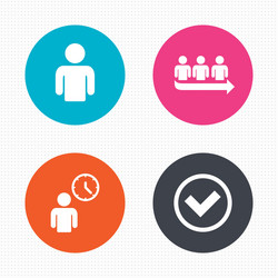 queue icon person waiting sign check and time vector image