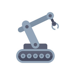 robotic arm on tracked base operating with claw vector image