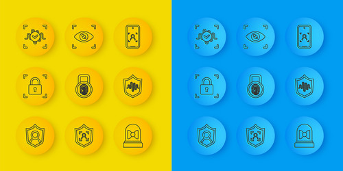 set line user protection fingerprint with lock vector image