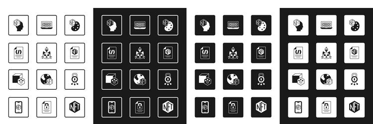 set nft digital crypto art binary code contract vector image