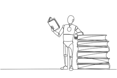 single continuous line drawing smart robot vector image