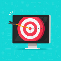 Target aim with arrow in bullseye on computer vector