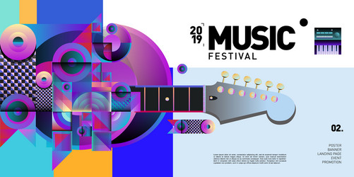 colorful music festival for event banner vector