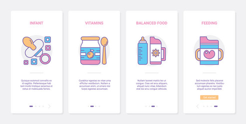 feeding baux ui mobile app page screen set vector