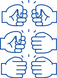 fist bump line icon concept flat vector