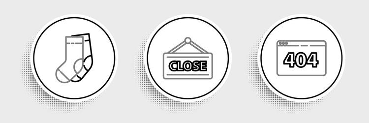 set line page with a 404 error socks and hanging vector image