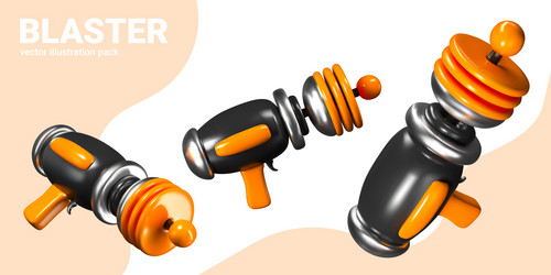 set of blasters in different positions game vector image