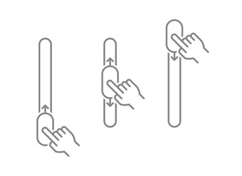 set of up and down swipe line icons on off vector image