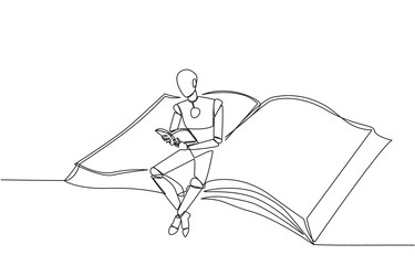single continuous line drawing smart robot vector image