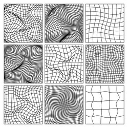 wireframe shapes lined perspective mesh 3d grid vector image