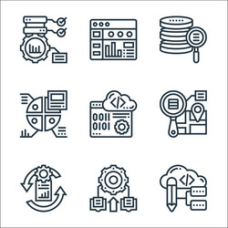 data analytics line icons linear set quality vector image