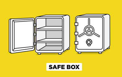 Flat line safe boxes open and closed vector