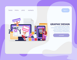 Graphic design flat landing page vector