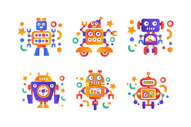 Modern robot and humanoid bot with face vector