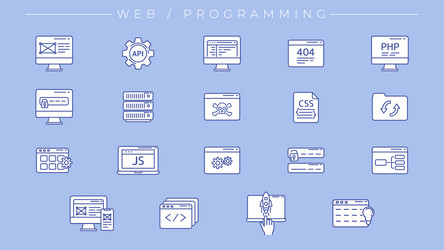 web and programming concept line style vector