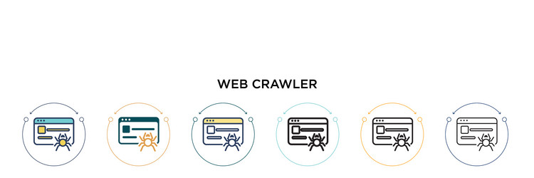 Web crawler icon in filled thin line outline vector