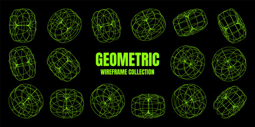 wireframe lined shapes perspective mesh 3d grid vector image
